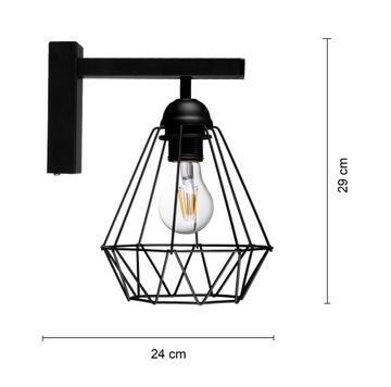 Настенный светильник DIAMENT в стиле лофт-корзина, черный провод