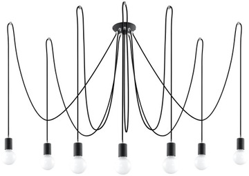 Lampa Sufitowa EDISON 7 CZARNY Oplot UCHWYTY Chrom żyrandol młodzieżowy