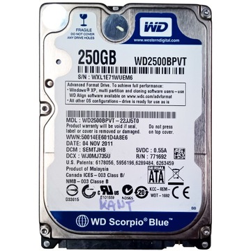 WD WD2500BPVT | 22JJST0 | dawca YcP