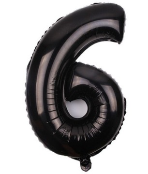 BALON FOLIOWY CYFRA 6 SZEŚĆ SZÓSTKA CZARNA 80cm