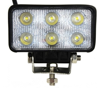 LAMPA ROBOCZA 6 LED HALOGEN 18W 12V 24V Prostokąt