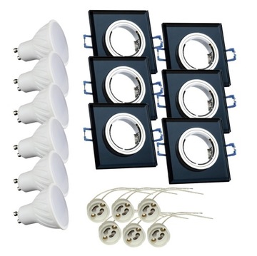 6x фиксированных стеклянных галогенных светильников KW+LED GU10 8W