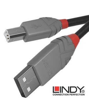 Lindy 36674 Кабель USB 2.0 A-B черный Anthra Line - 3м