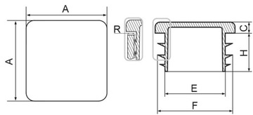 20х20 -10 шт. ЗАГЛУШКА ДЛЯ ПРОФИЛЯ, ЗАГЛУШКА профильная