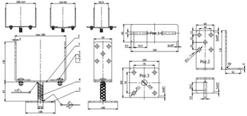 PSRT_R65 РЕГУЛИРУЕМОЕ ОСНОВАНИЕ СТОЙКИ, ВИНТОВОЕ 60-200x131x4,0