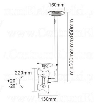 Uchwyt Sufitowy LED LCD 20-47 VESA 200x200 100x100