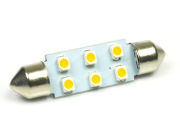 C5W 6 LED SMD C10W ŻARÓWKA BIAŁA CIEPŁA 42 mm