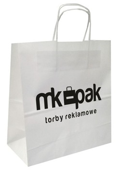 TORBA PAPIEROWA TWOJE LOGO NADRUK 30x17x34 catering 100 SZT DIETA ŚLUB