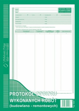 Protokół odbioru wykonanych robót budowlano-remontowych offset A4 40k 606-1