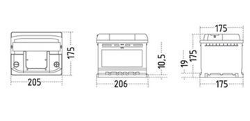 AKUMULATOR ZAP PLUS 12V 45Ah 370A 207*175*175mm P+