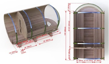 Сауна-бочка BS310PV2 панорамное окно + веранда