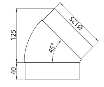 Вентиляционное колено ПВХ 45 градусов, 125 мм