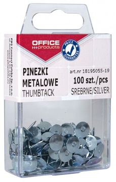 PINEZKI METALOWE SREBRNE W PUDEŁKU 100 SZTUK