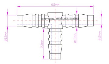 TROJNIK WODY GAZU 12MM PRZEWODU UNIWERSALNY