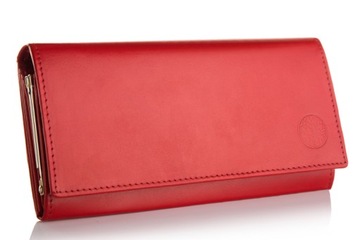 DÁMSKA PEŇAŽENKA KOŽENÁ Betlewski červená veľká RFID v darčekovej krabičke