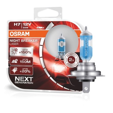 OSRAM Żarówki H7 Night Breaker Laser +150% 150M