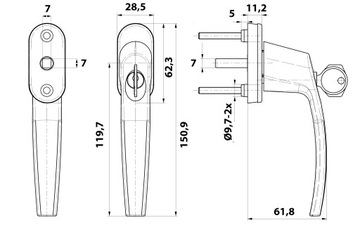 Klamka z kluczykiem Victory Ciemny Brąz RAL 8077