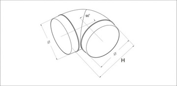 Колено круглое, диаметр канала 150 мм, вентиляция из ПВХ 90*.