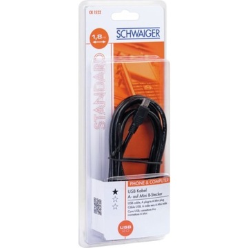 KABEL PRZEWÓD A USB 2.0 - B MINI USB 1,8 SCHWAIGER