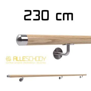 Poręcz ścienna drewniana fi42 230cm dębowa lakier