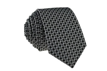 KRAWAT WĄSKI ŚLEDŹ 6 cm - CZARNY W BIAŁE KÓŁKA