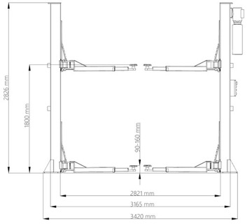 PODNOŚNIK DWUKOLUMNOWY 4T NORTEC PD4000N prog 2,5