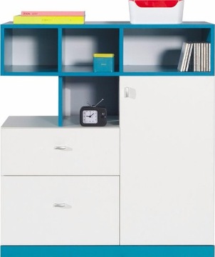 Komoda 90 x 40 cm biały turkus żółty system MO9