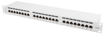 PATCH PANEL 24 PORT 1U KAT.6 FTP SZARY LANBERGPATCH PANEL 24 port kat 6 FTP