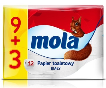 MOLA PAPIER TOALETOWY 100% CELULOZA 12 ROLEK BIAŁY