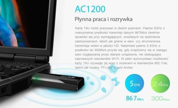 СЕТЕВАЯ КАРТА TP-LINK ARCHER T4U 2,4 ГГц 5 ГГц USB