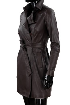 Dvojradový Dámsky kožený kabát vo farbe hnedá DORJAN WIA123 3XL
