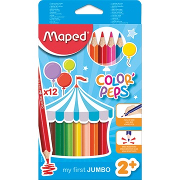 Kredki trójkątne Jumbo Maped Colorpeps 12 kolorów w etui kartonowym