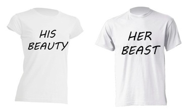 2 KOSZULKI dla niej dla niego HIS BEAUTY HER BEAST