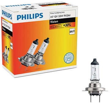 2 лампы Philips H7 Vision 55 Вт +30 % больше в мире