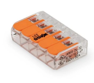 Быстроразъемный разъем, крепящийся к кабелю 5х0,2-4 мм2.