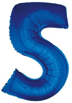 Balon Foliowy Cyfra z Cyfrą 5 PIĘĆ Niebieski 85 cm