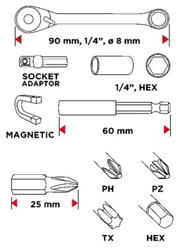 НАБОР БИТ И НАСАДОК 24 ШТ + ТРЕЩОТКА