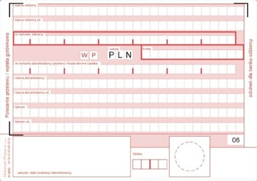 POLECENIE PRZELEWU WPŁATA GOTÓWKOWA 4 ODCINKOWE