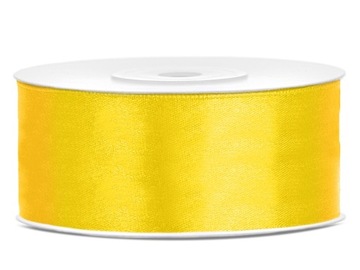 TASIEMKA WSTĄŻKA SATYNOWA żółta 25 mm x 25 m na kokardy do prezentów