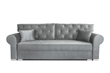 SZARA PIKOWANA SOFA GLAMOUR WYGODNA STYLOWA PLUSZ