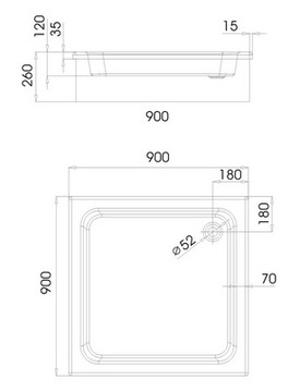 SCHEDPOL GRAWELLO ДУШЕВОЙ ПОДДОН 90x90x26 глубина 12 см АКРИЛОВЫЙ