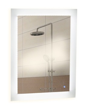 Белое светодиодное зеркало 50x70 см 15 мм от стены с часами и переключением