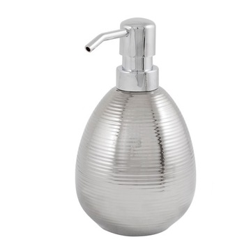 DOZOWNIK na mydło w płynie CERAMICZNY SREBRNY NOWOCZESNY DESIGNERSKI CHROM