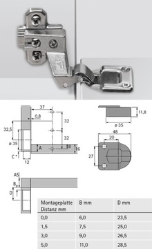 Петля Markant 7.1 ЛЕВАЯ, HETTICH