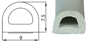 Уплотнитель самоклеящийся для ворот ПРОФИЛЬ D, БЕЛЫЙ