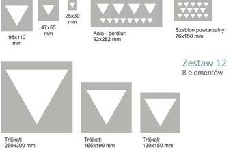 НЕСКОЛЬКО ШАБЛОНОВ РАСКРАСКИ 8 шт - ТРЕУГОЛЬНИКИ