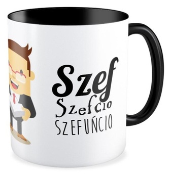 KUBEK czarny SZEF SZEFCIO KIEROWNIK DUŻO WZORÓW
