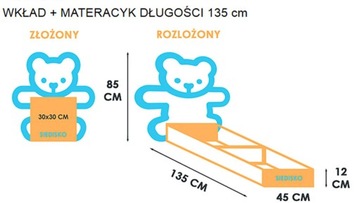 Pluszowy fotelik rozkładany miś XXL leżanka pufa na prezent dla dziecka