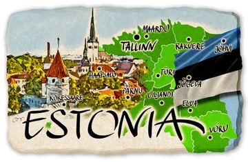 ESTONIA magnes na lodówkę kamień pamiątka 471