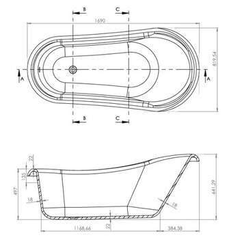 VAYER RETRO 169X82 ОТДЕЛЬНО СТОЯЩАЯ ВАННА КОНГЛОМЕРАТ